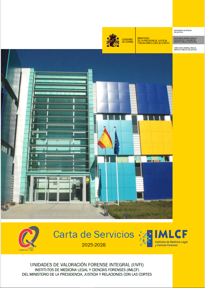 View details of Carta de Servicios. Unidades de Valoración Forense Integral (UVFI). Institutos de Medicina Legal y Ciencias Forenses (IMLCF) 2025 - 2028 (folleto)