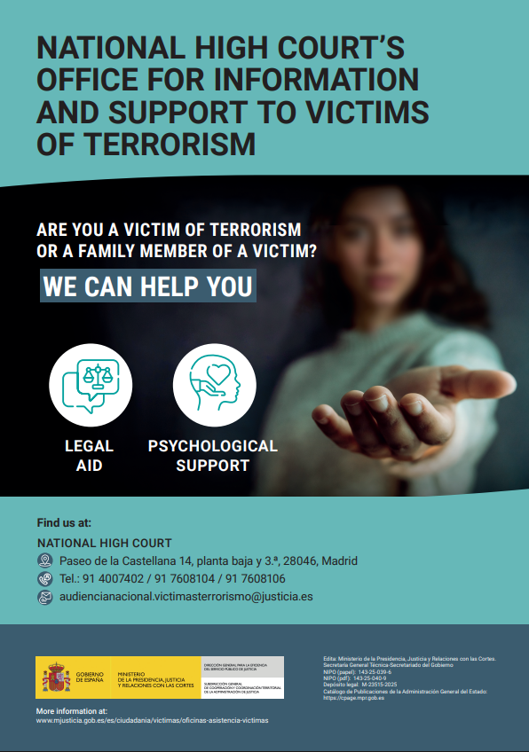 View details of National High Court&rsquo;s Office for Information and Support to Victims of Terrorism 2025 (cartel)